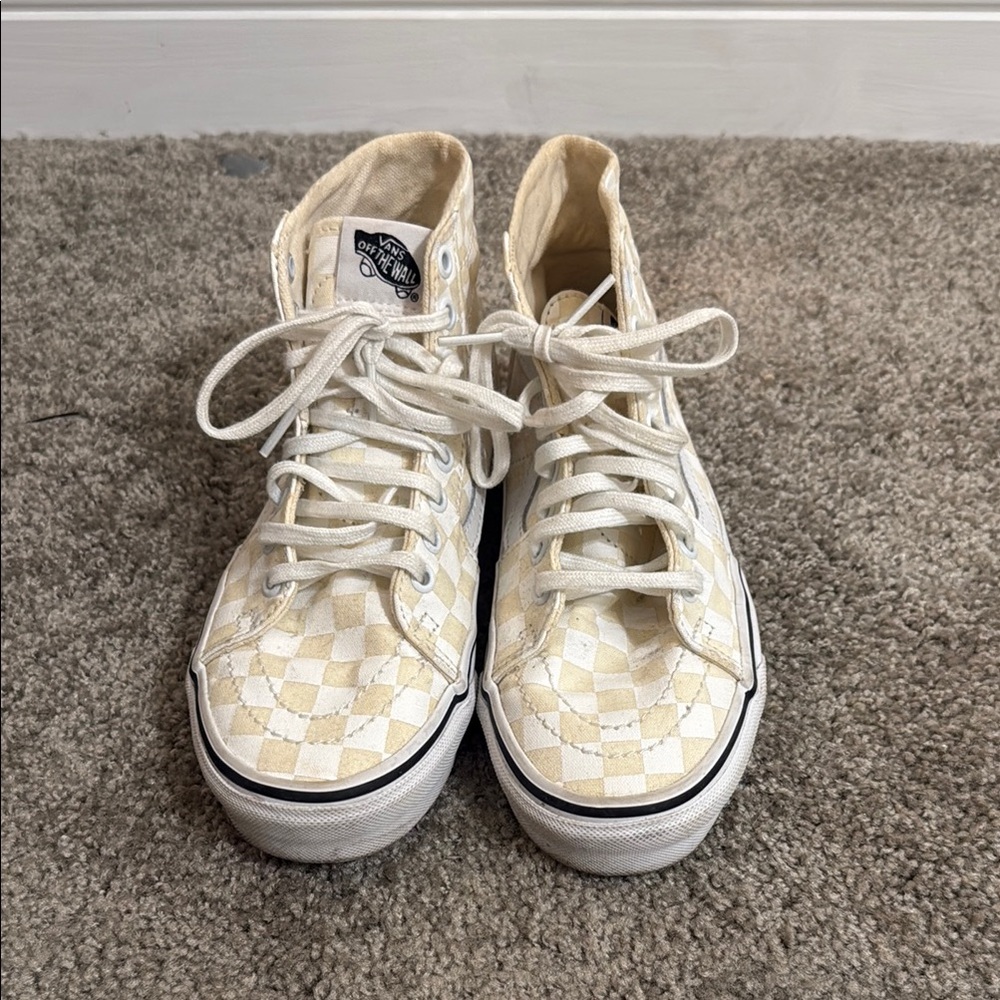Vans Cream Checkerboard High-Tops